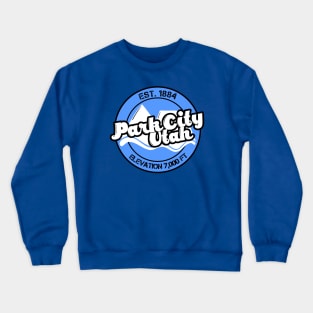 Park City Blue Circle Bubble Text Crewneck Sweatshirt